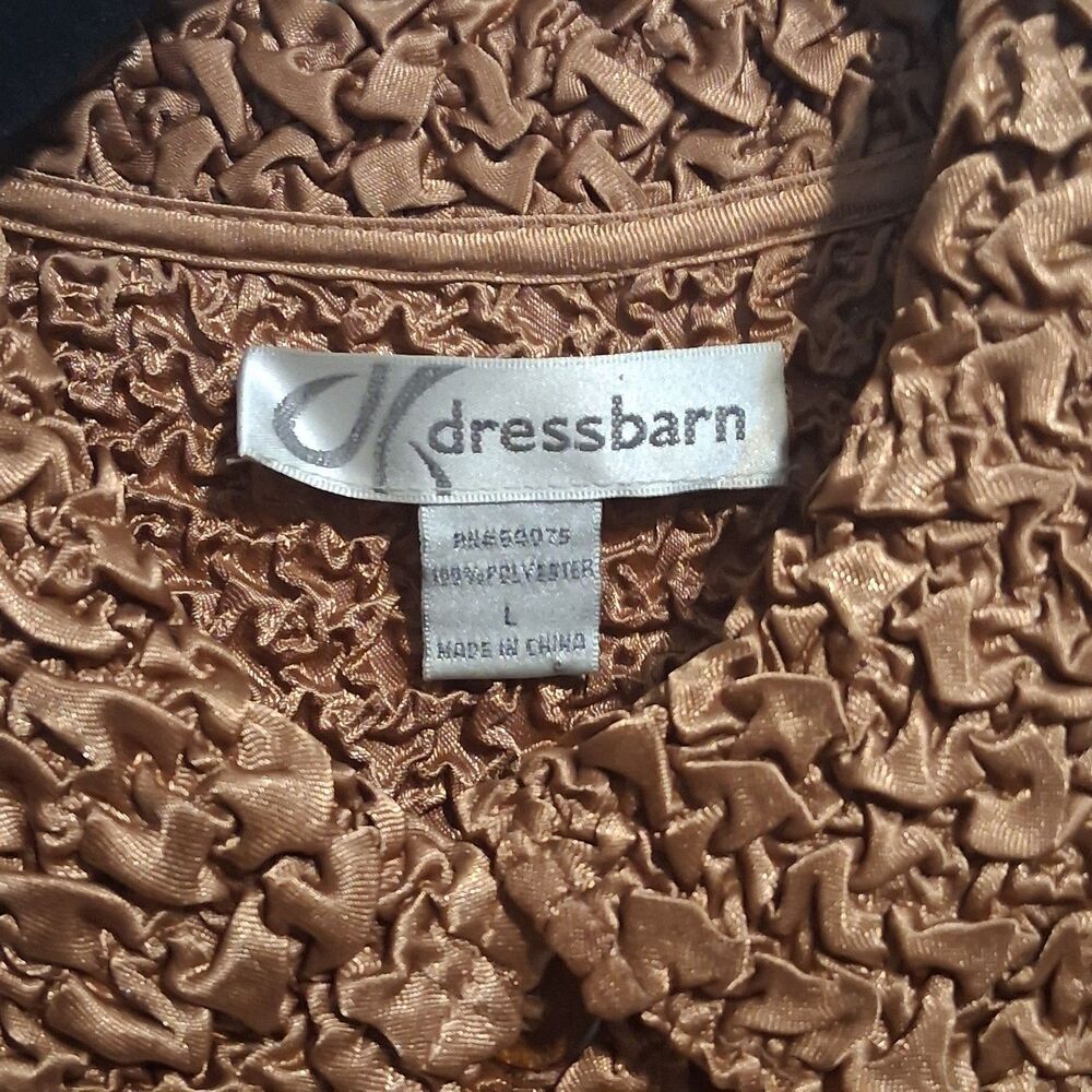 Dressbarn L Twin Set Button Front Top & Shell Textured Sequin Brown Stretch Glam - Picture 4 of 9